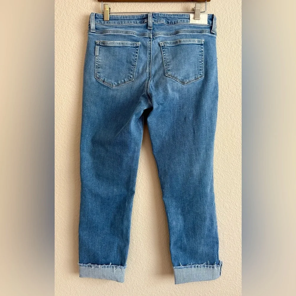 PAIGE Anthropologie Jeans Size 27 Brigitte Straight Leg Raw Hem Stretch Mid Rise